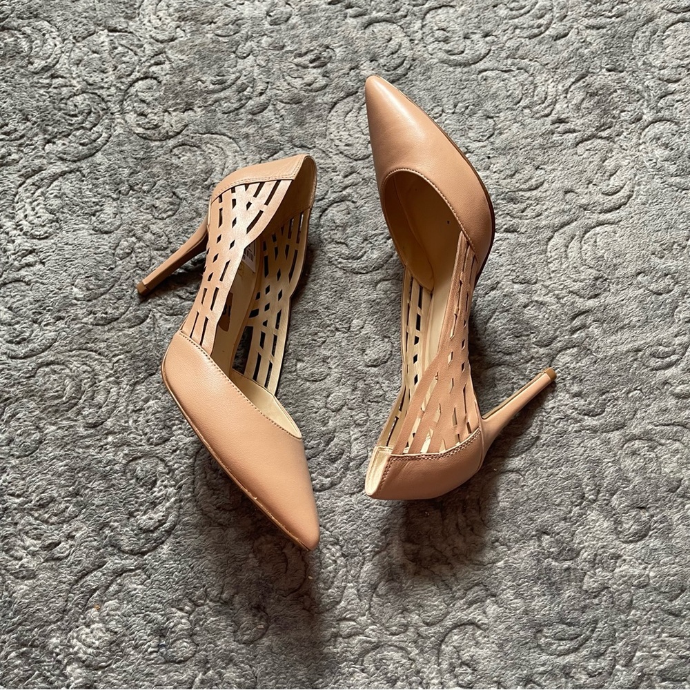 Nine West Tan Perforated Heels